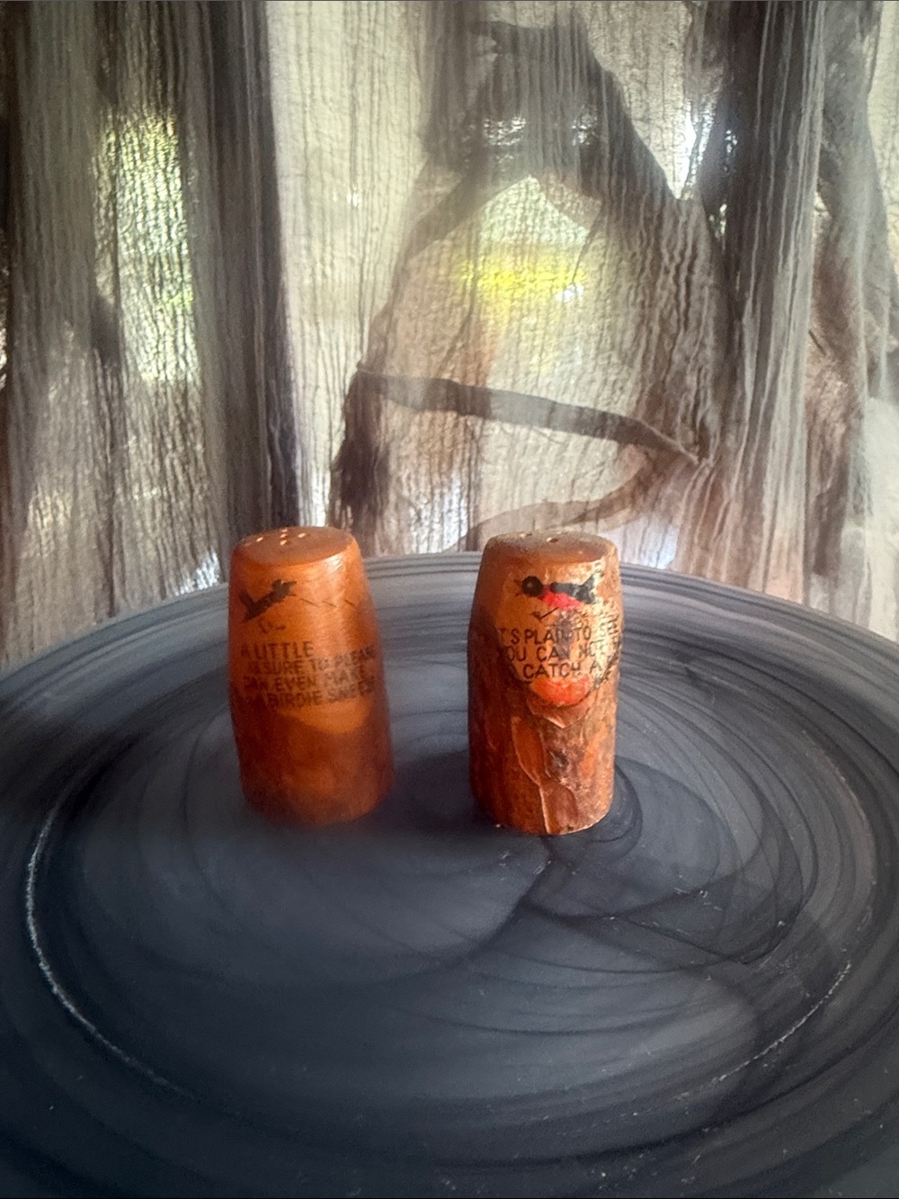 Vintage Handcrafted Rustic Wooden Salt and Pepper Shakers - Brown